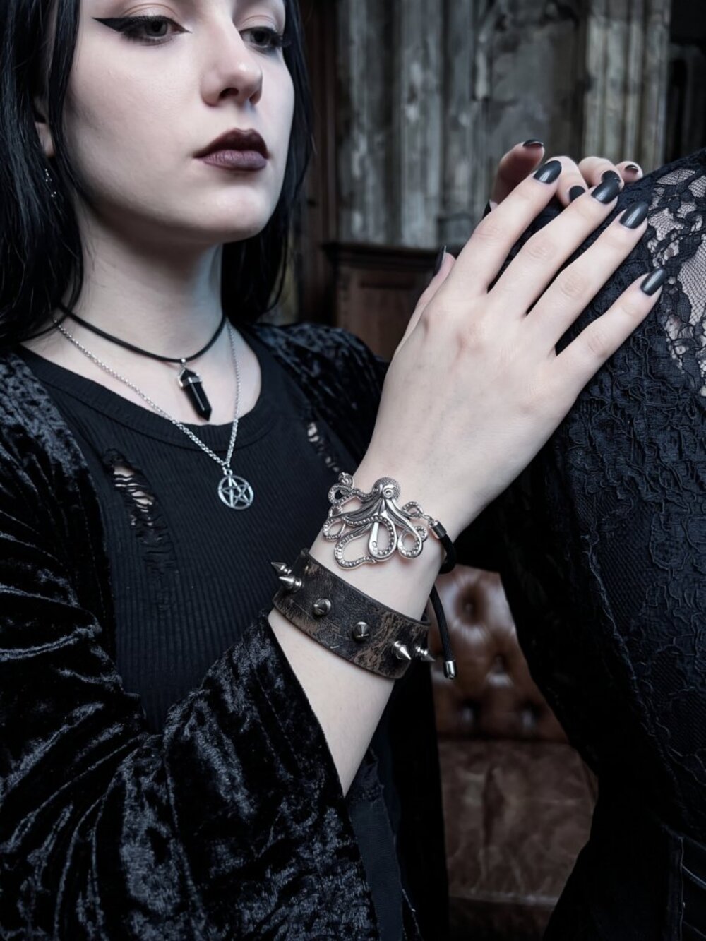 Designs by Forte Silver Octopus Slider Cord Bracelet